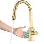 Kraus Oletto Touchless Sensor Pull-Down Single Handle Kitchen Faucet Brushed Brass